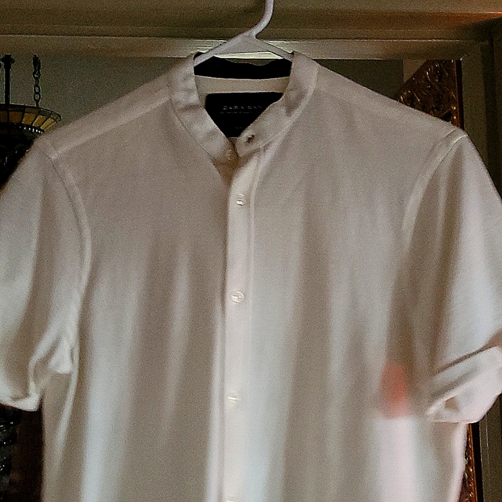 White. ZARA MAN button down dress casual s/s shirt